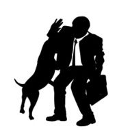 Vector silhouette of people with dog N74