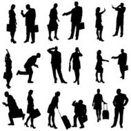 Vector silhouette of business people N122