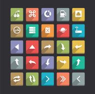 Trendy Vector Icons With Long Shadow Set 14