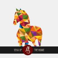 Chinese new year of the Horse colorful triangle shape file