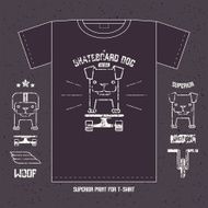 Dog on skateboard emblem and icons