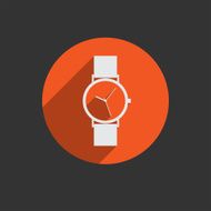 Trendy vector wristwatch icon with long shadow N4