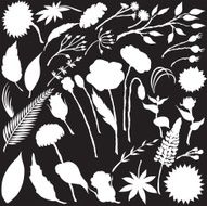 Vector silhouette of different flowers N10