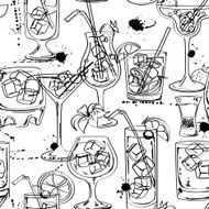 Sketch seamless pattern of cocktails N2