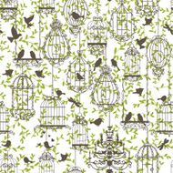 Birds and cages vintage pattern