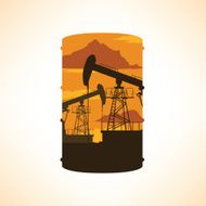 Oil barrel silhouette Double exposure effect