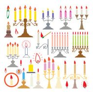 vector silhouettes of candlesticks and candles N2
