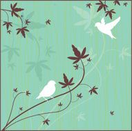 birds and plant with blue background N2
