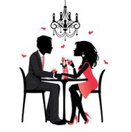 Silhouette Couple having Dinner N2