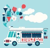 Composition with ice-cream truck