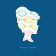 Vector colorful horizontal ogee girl portrait silhouette pattern frame