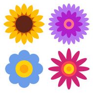 Flower icon set - sunflower chrysanthemum daisy and gerber