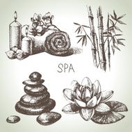 Spa sketch icon set