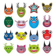 Cute cartoon Monsters Set Big collection on white background vector N2