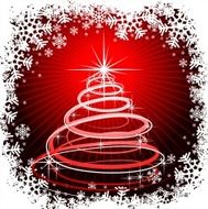 Christmas illustration with abstract tree on red background