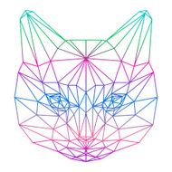 abstract gradient colored cat silhouette drawn in one continuous line N2