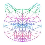 abstract gradient colored bear silhouette drawn in one continuous line N2