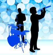 Live Music Band on Blue Background