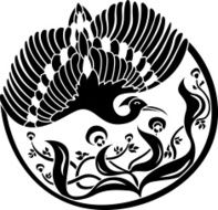 Round floral pattern with bird