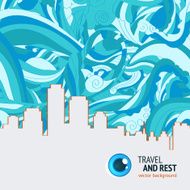 Blue gamma city sky illustration