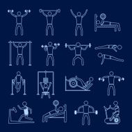 Workout training icons set outline