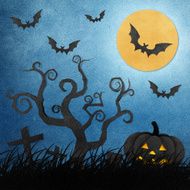 Halloween night recycled papercraft background N2