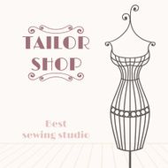 Vintage iron mannequin Tailor shop background N2