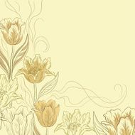 Flowers tulips on a light brown