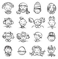 Silhouettes of kid faces N2