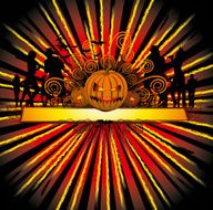 angry halloween pumpkin and dancing people