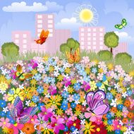 Flower meadow outside the city