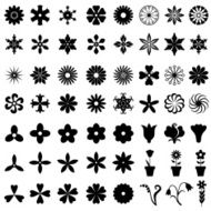 64 flowers icons set
