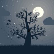 Happy Bird Tweeting And Angry Moon Screaming