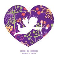 Vector colorful garden plants shooting cupid silhouette frame pattern invitation N2