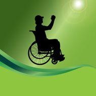 Vector silhouette of a man in wheelchair N13