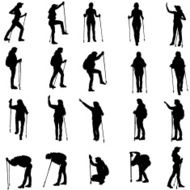 Vector silhouettes of people with walking bare N3