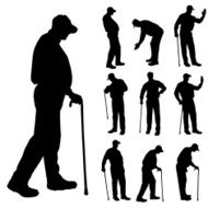 Vector silhouette of old people N214