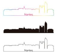 Nantes skyline linear style with rainbow