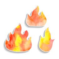 Set of watercolor fire icons