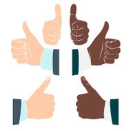 Thumbs up Drawn by hands icons Flat style