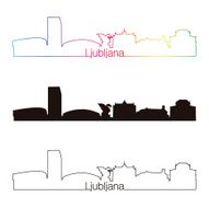 Ljubljana skyline linear style with rainbow