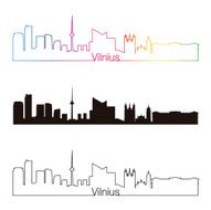 Vilnius skyline linear style with rainbow