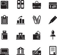 Silhouette Business Office and Finance Icons N3