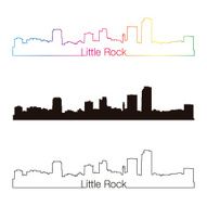 Little Rock skyline linear style with rainbow