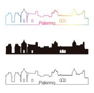 Palermo skyline linear style with rainbow