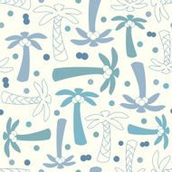 Coconut palm tree silhouette and outline seamless pattern N3