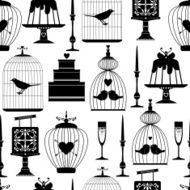 Seamless vector vintage pattern with decorative wedding elements N2