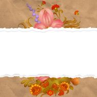 Torn vintage paper with flowers eps10