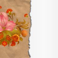 Torn paper with vintage flowers eps10