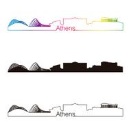 Athens skyline linear style with rainbow N2